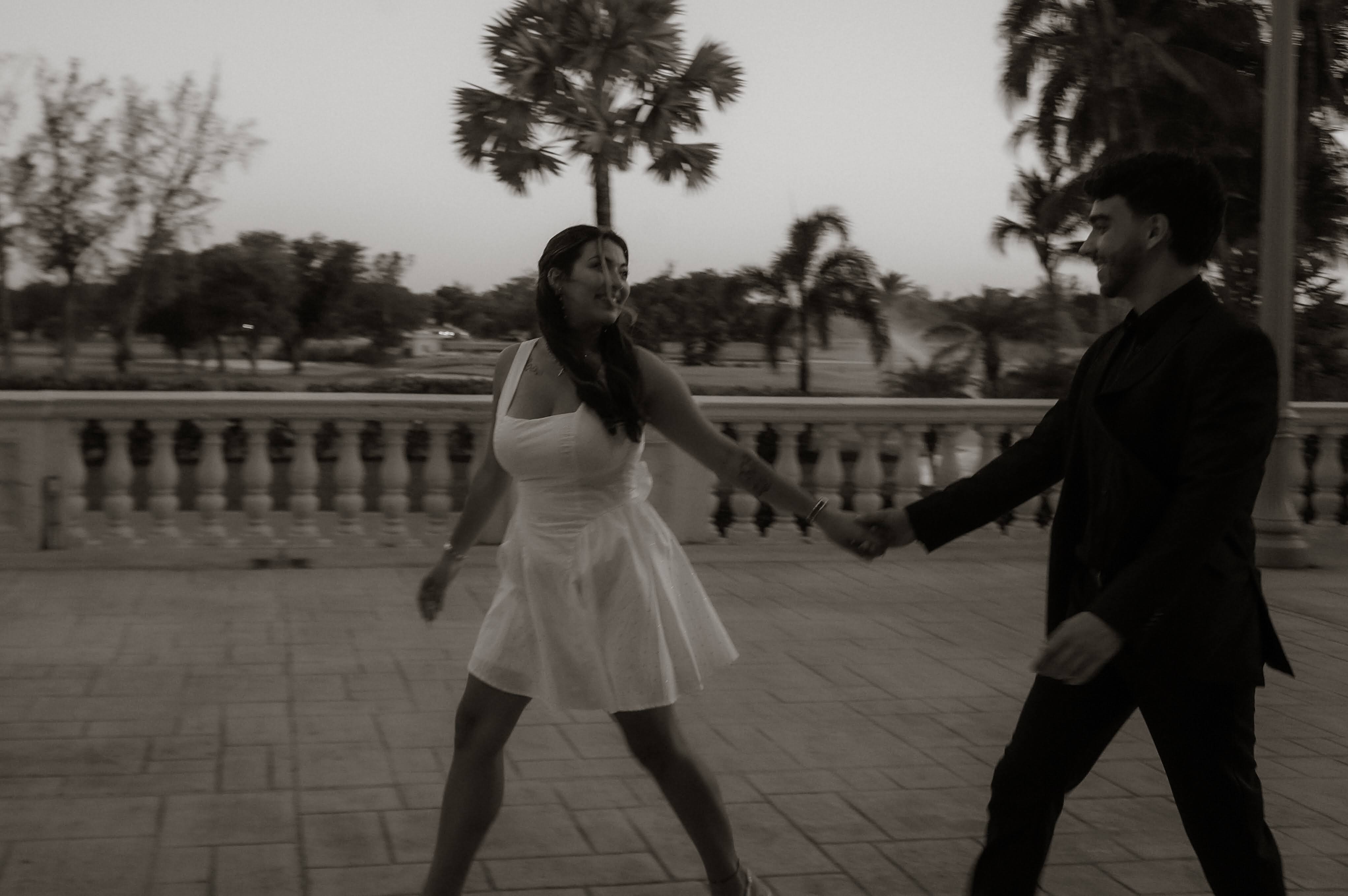 Walking together in black and white